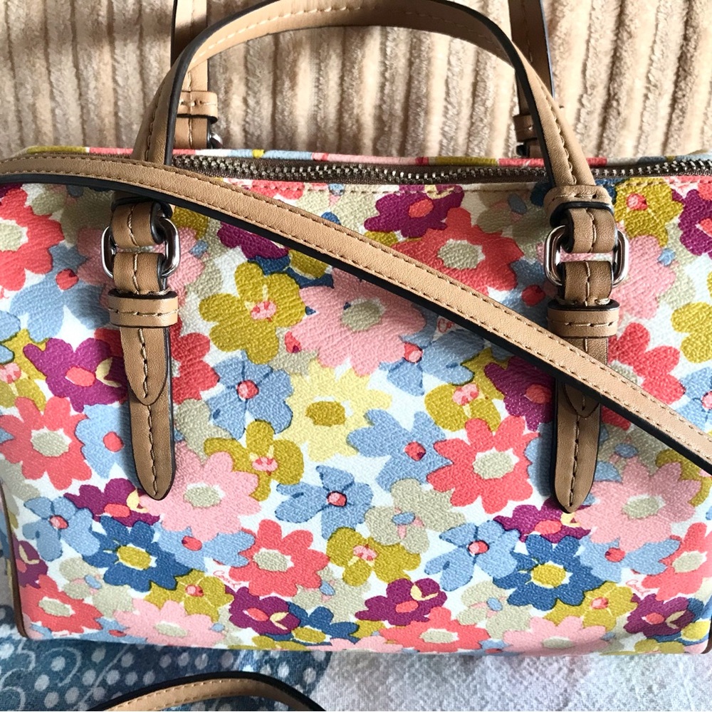 Coach Bennett Peyton Floral Mini Satchel Purse Bag Crossbody Multicolor Vintage - Picture 4 of 12